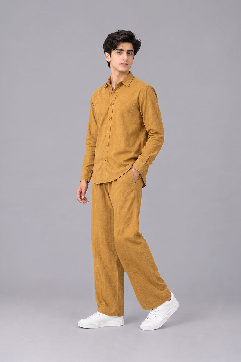 Fusion Men's Casual Textured Shirt - Mustard