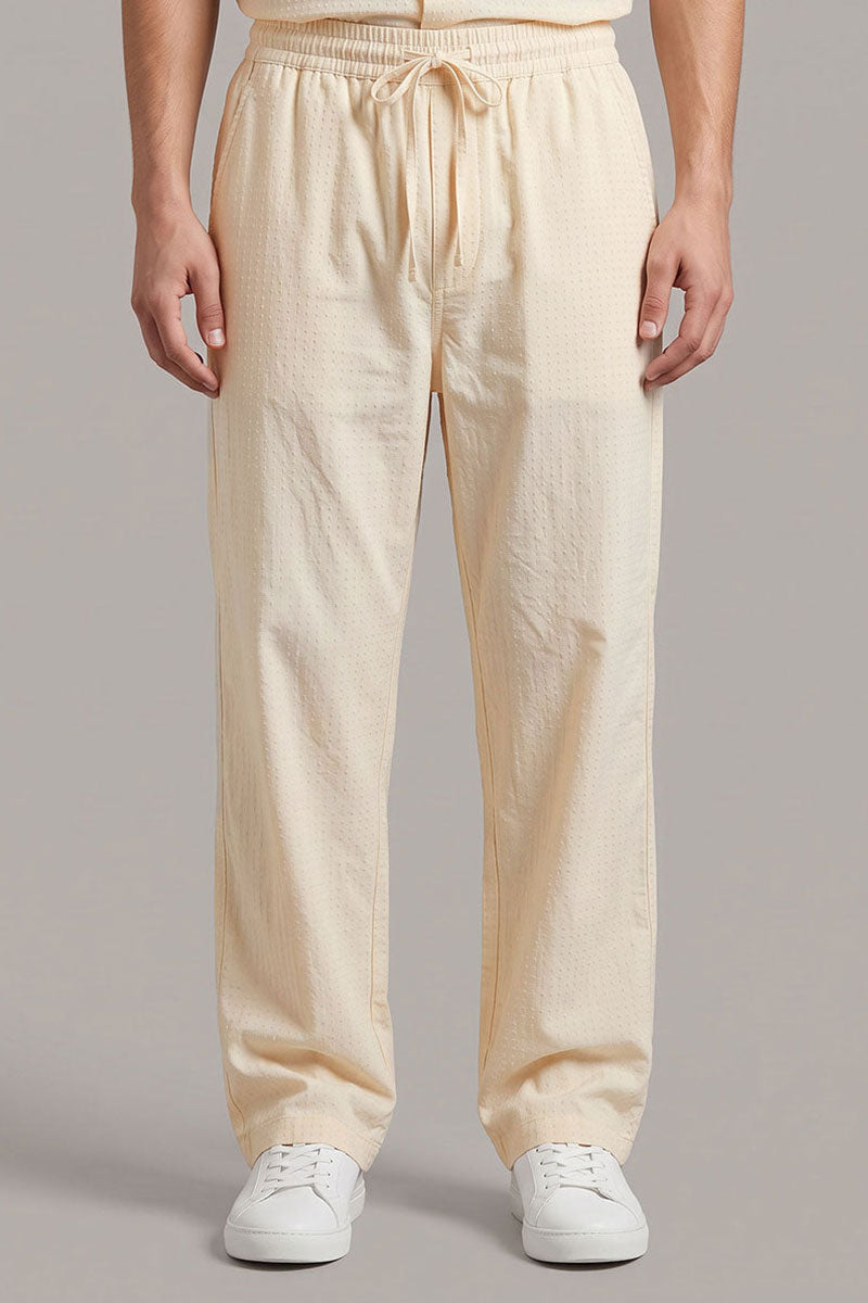 Fusion Men's Printed Cotton Trouser - Beige