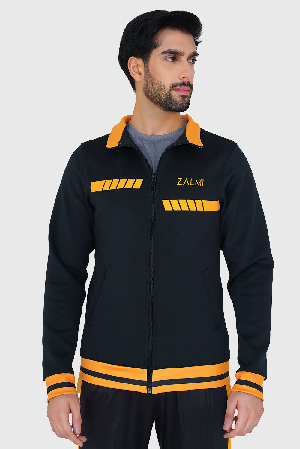 Zalmi Premium Zipper Black - Stylish Full-Zip Sports Jacket