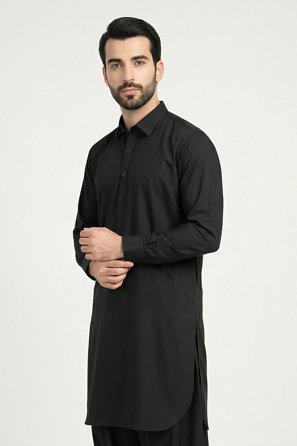 BB-003 Black Shalwar Kameez Wash n Wear - Collar