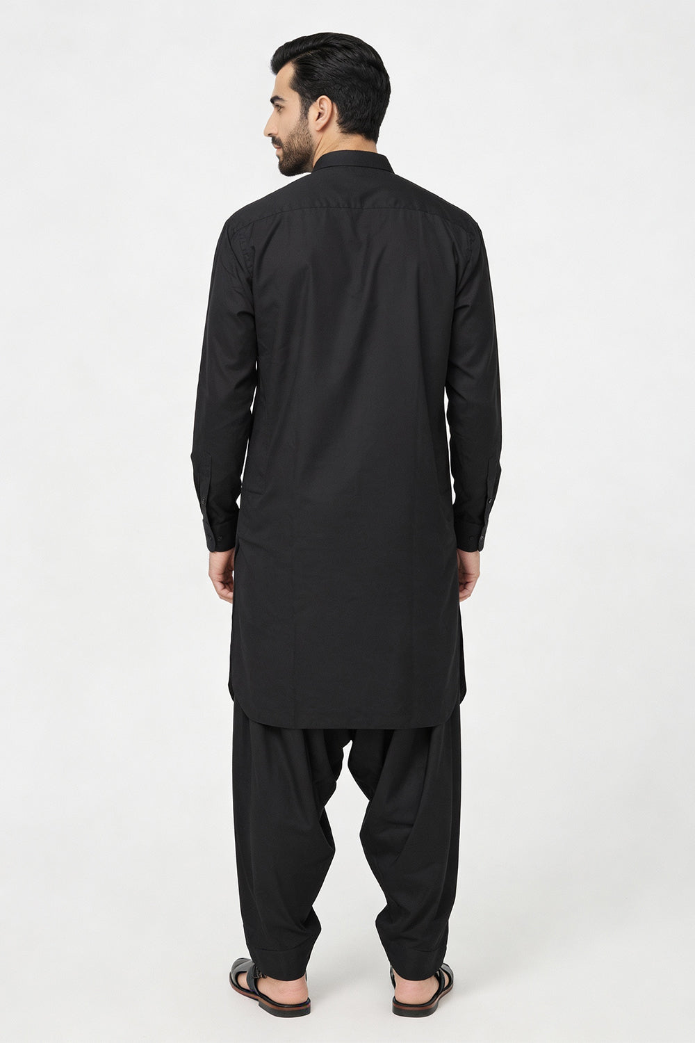 BB-003 Black Shalwar Kameez Wash n Wear - Collar