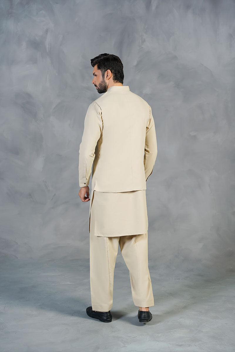 AGHAAZ BASIC WAIST COAT - CREAM