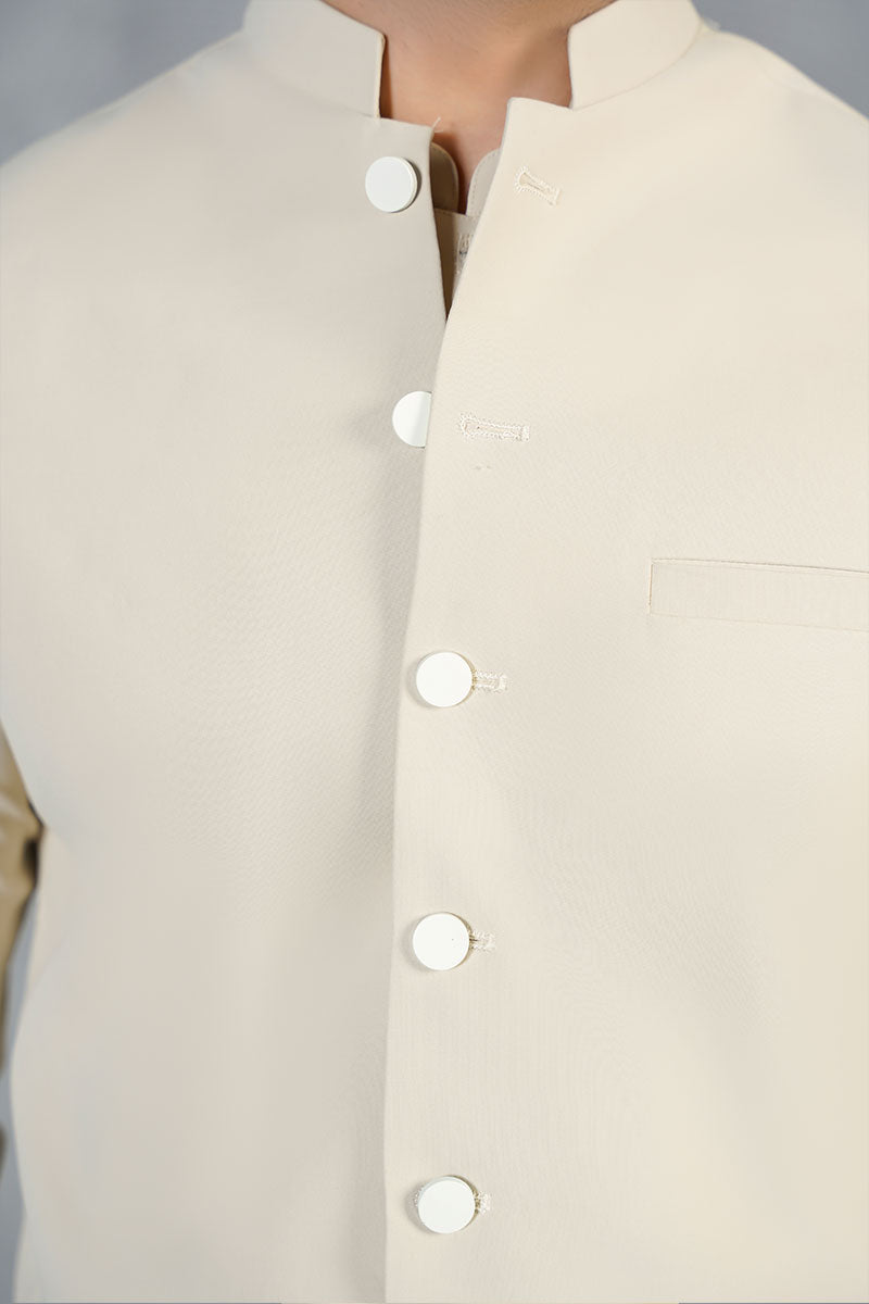 AGHAAZ BASIC WAIST COAT - CREAM