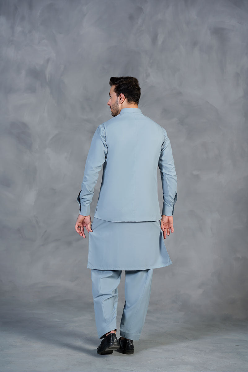 AGHAAZ BASIC WAIST COAT - ICE BLUE