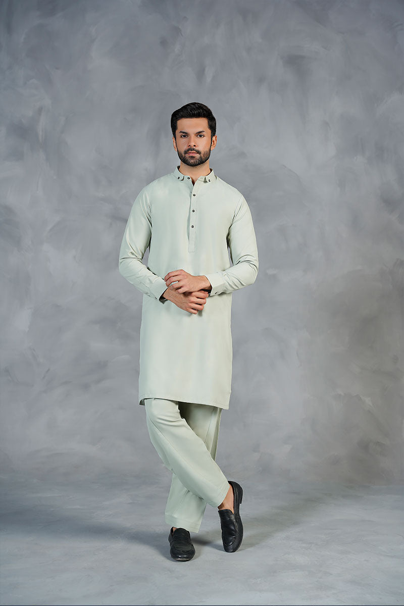 AGHAAZ KAMEEZ SHALWAR - SAGE GREEN
