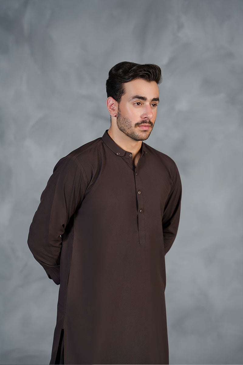AGHAAZ KAMEEZ SHALWAR - DARK BROWN