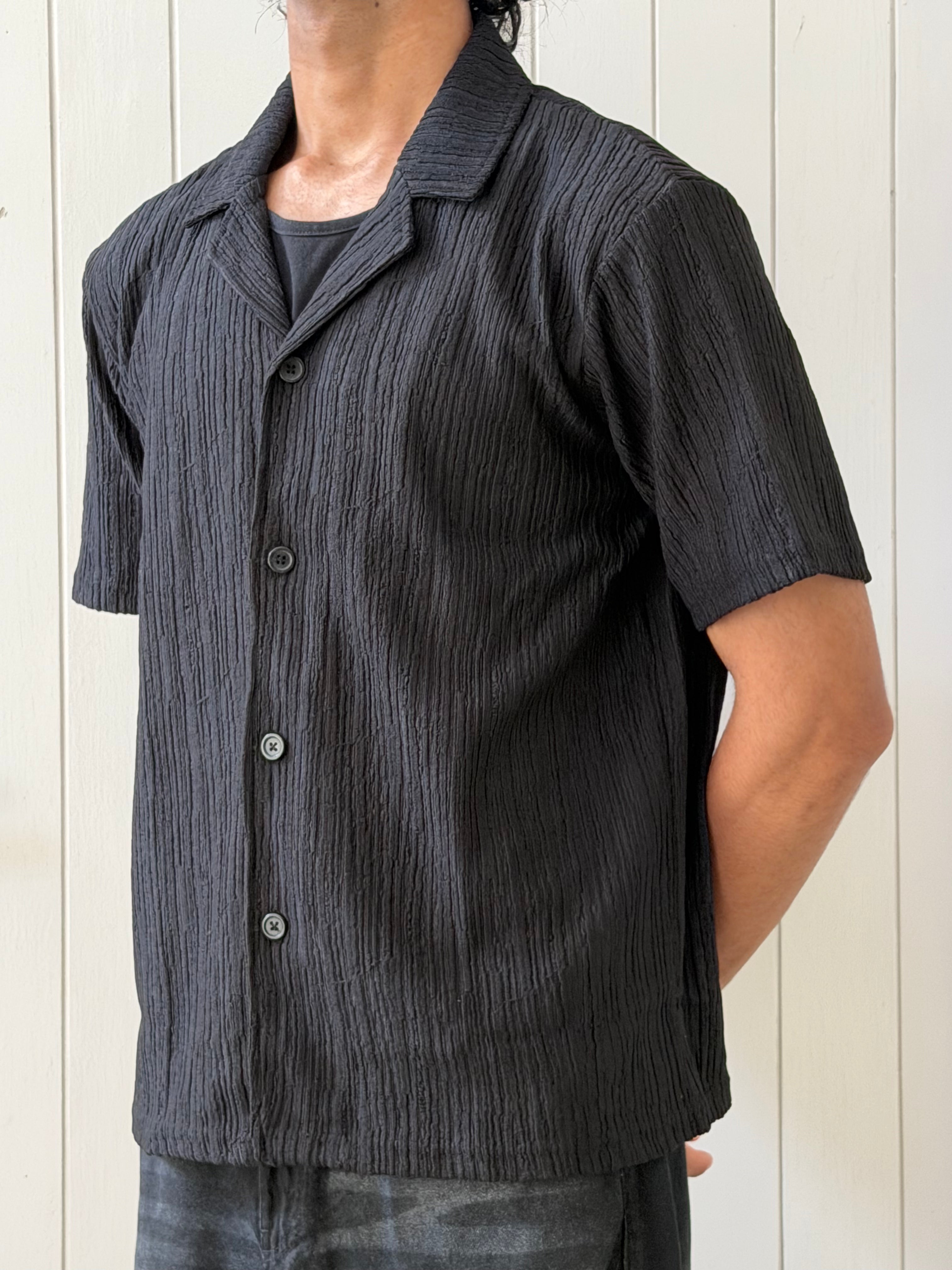 Zalmi Knitted Button Down Shirt - Black