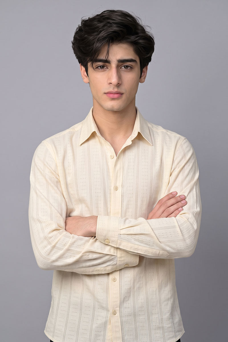 Fusion Men's Classic Texture Shirt - Cream