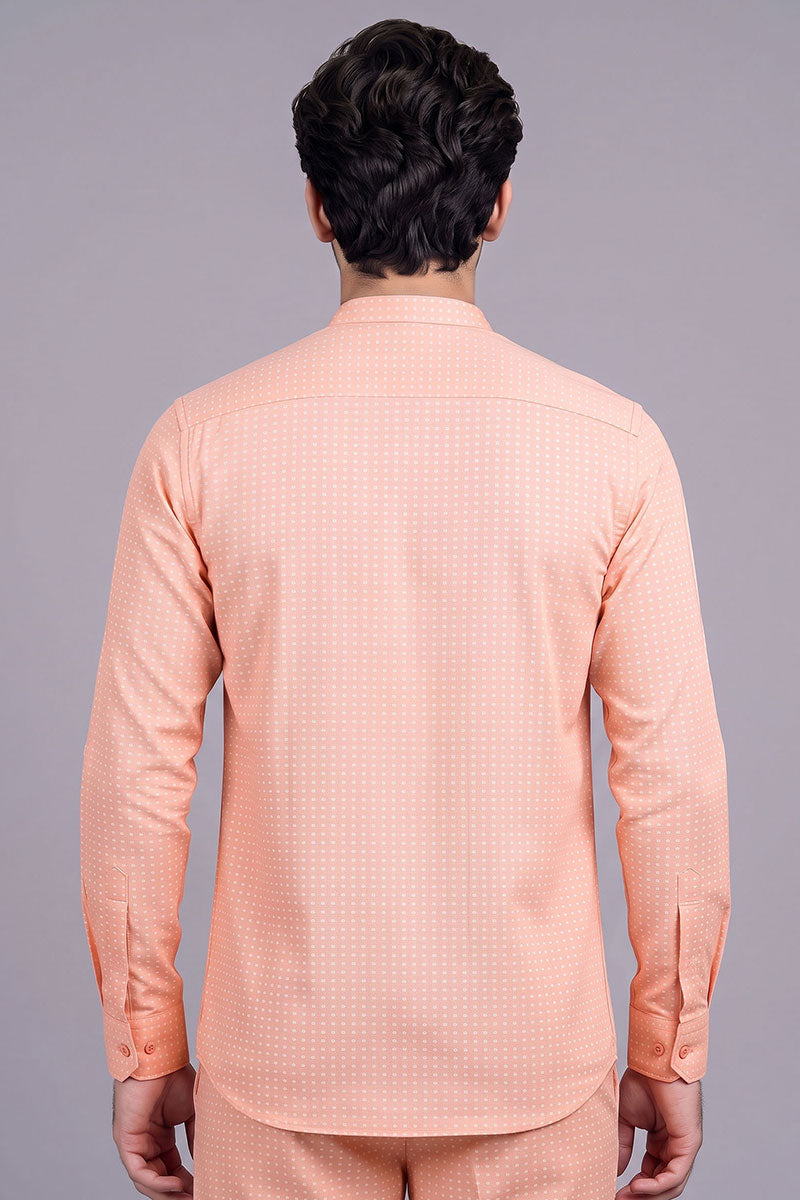 Fusion Men's Printed Cotton Shirt - Peach