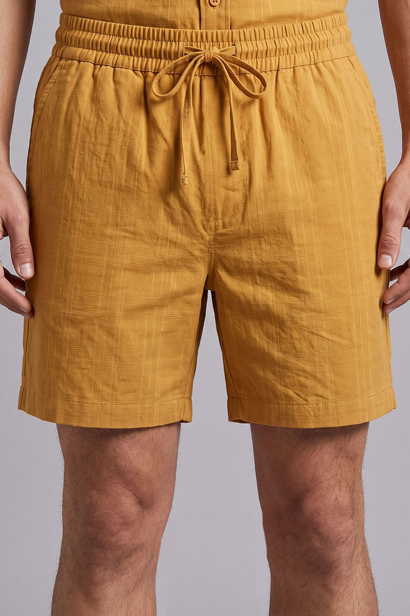 Fusion Men's Casual Textured Short - Mustard