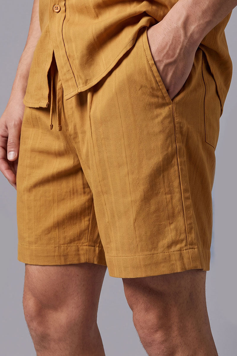 Fusion Men's Casual Textured Short - Mustard