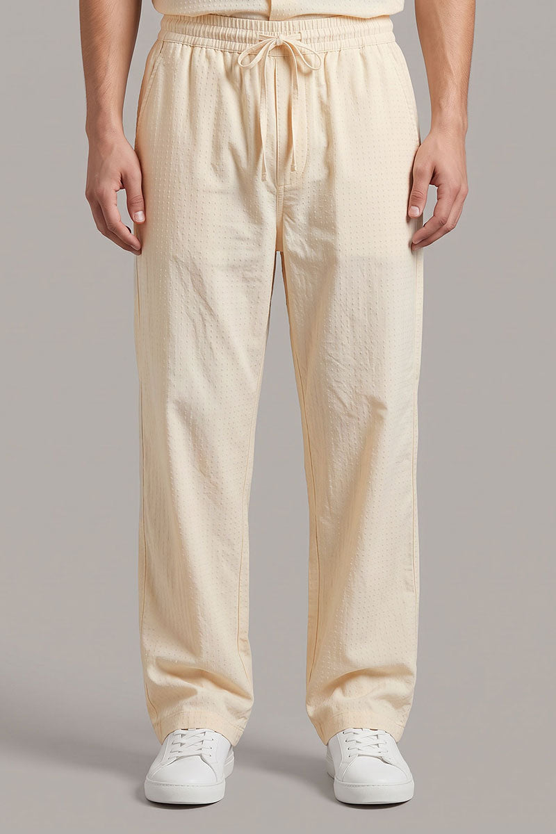 Fusion Men's Printed Cotton Trouser - Beige