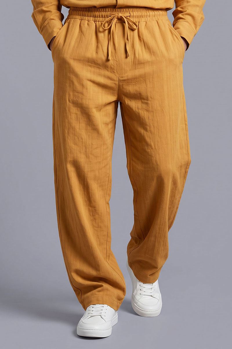 Fusion Men's Casual Textured Trouser - Mustard