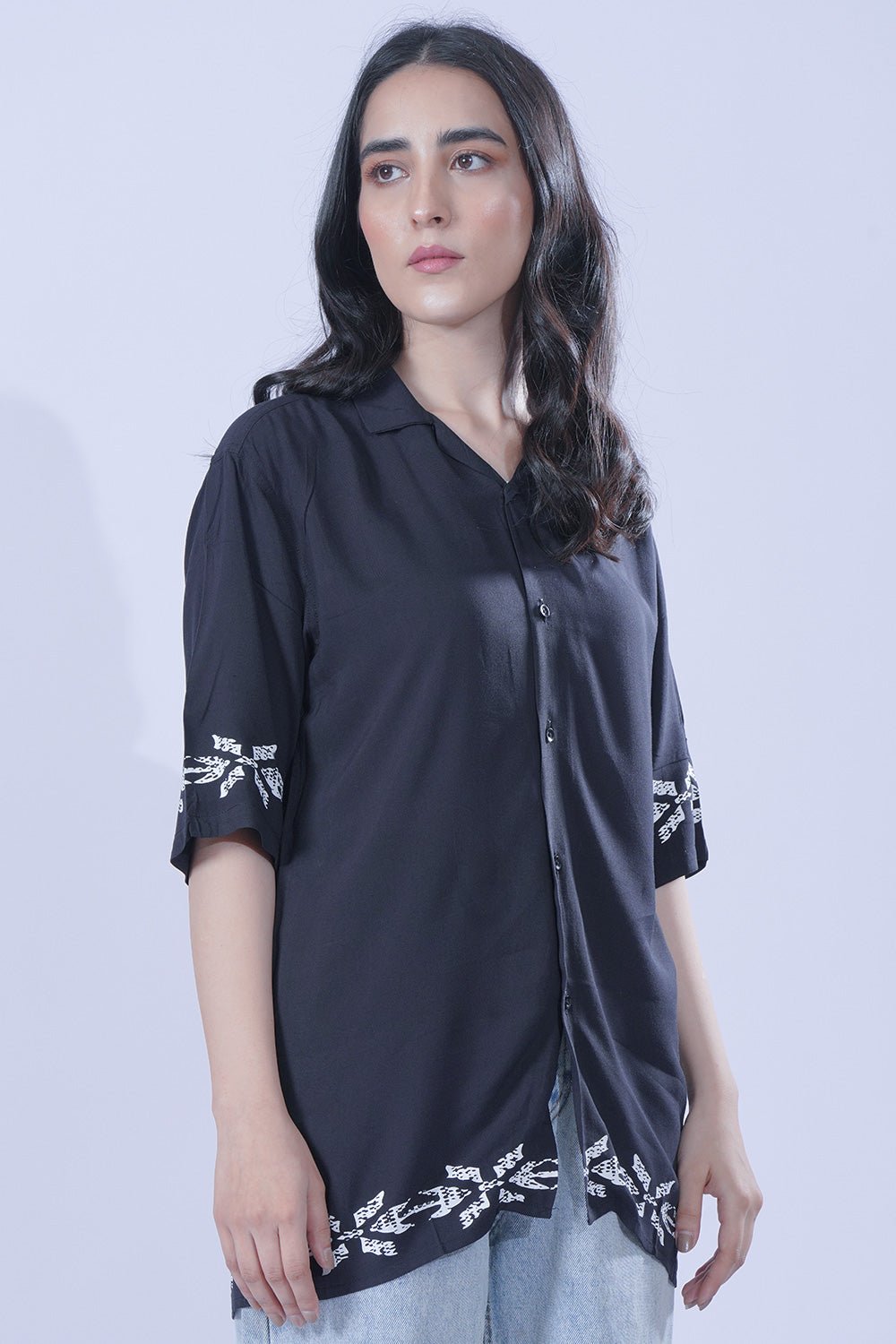 Black Printed - Hawaiian Shirt for a Stylish Summer Look