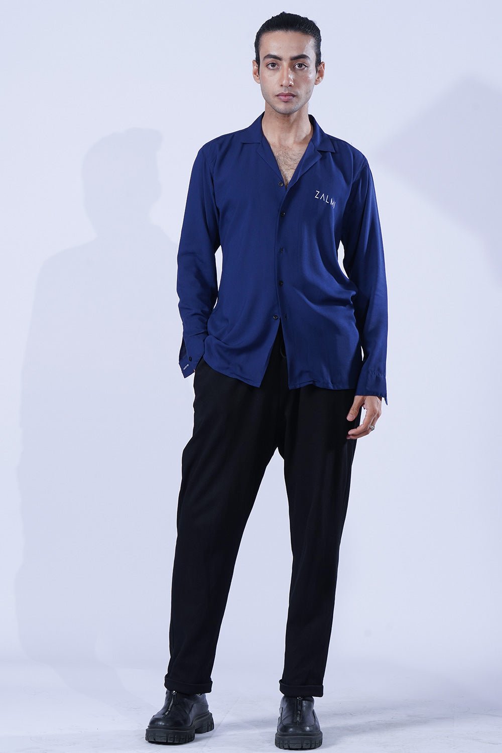 Navy Blue Basic - Hawaiian Shirt for Summer Comfort