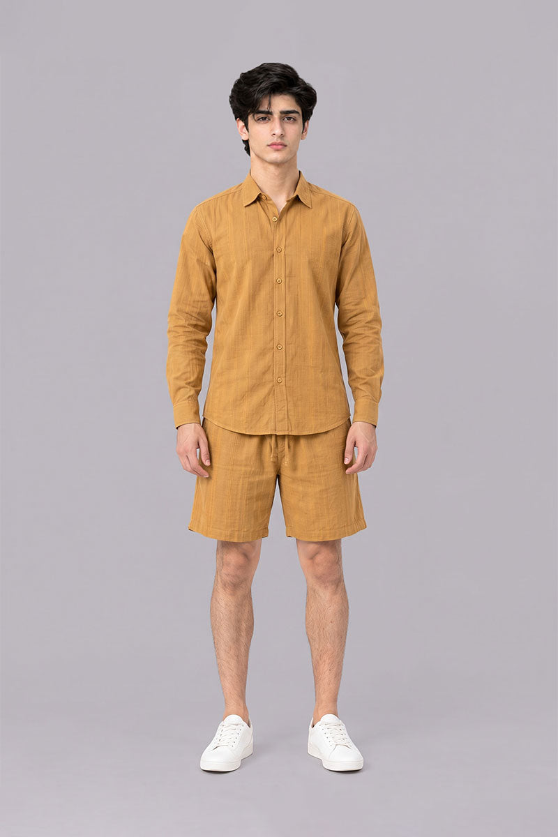 Fusion Men's Casual Textured Short - Mustard