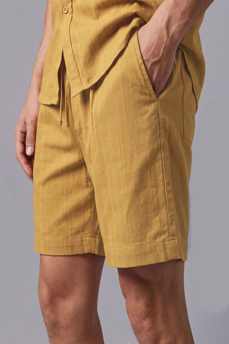 Fusion Men's Casual Textured Short - Mustard