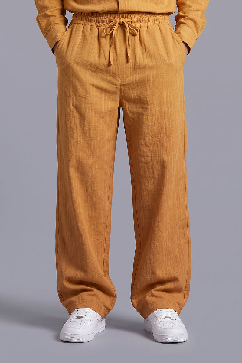 Fusion Men's Casual Textured Trouser - Mustard