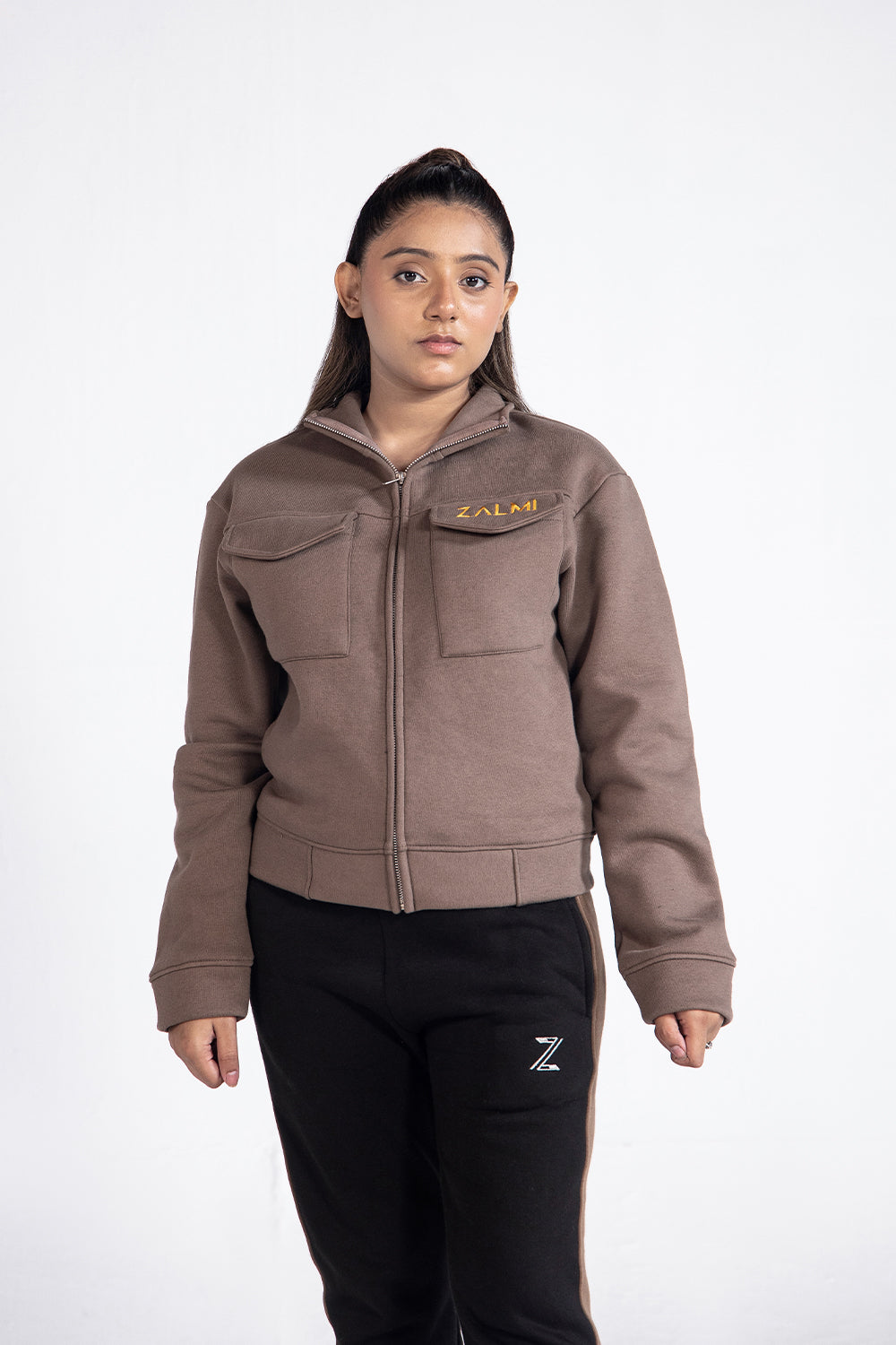 Zalmi Cropped Bomber Jacket