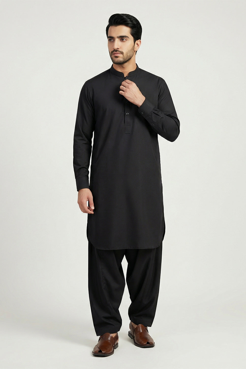 BB-005 Black Shalwar Kameez Wash n Wear - Ban