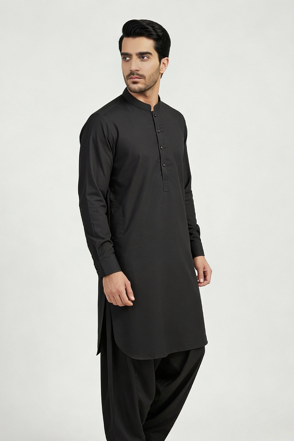 BB-005 Black Shalwar Kameez Wash n Wear - Ban