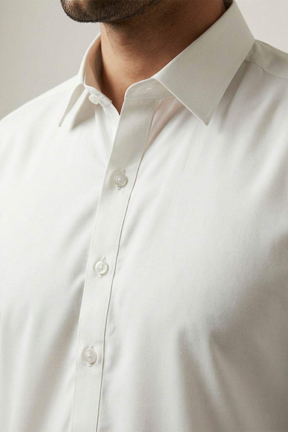 BB-004 White Shalwar Kameez Cotton - Collar