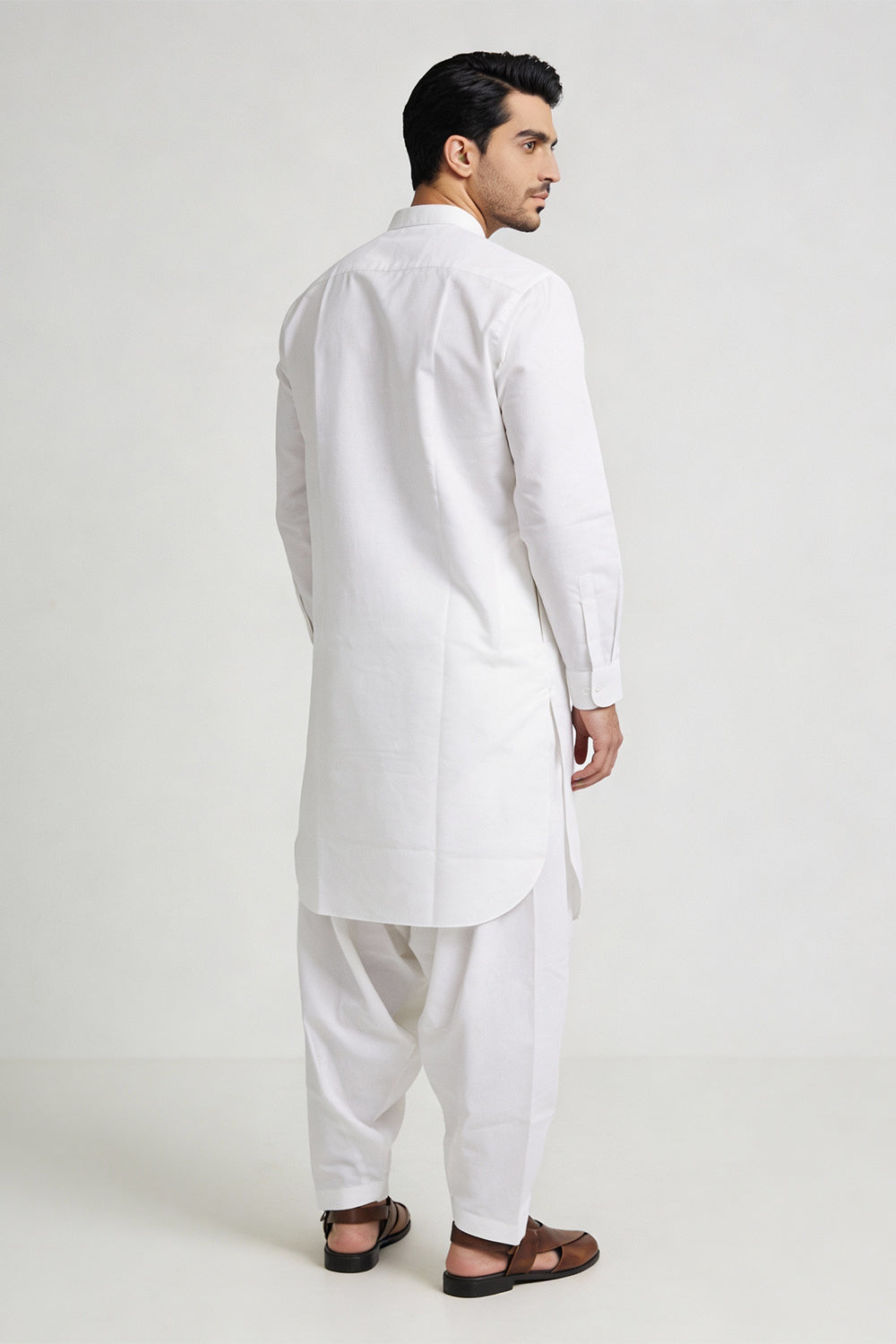 BB-002 White Shalwar Kameez Wash n Wear - Ban