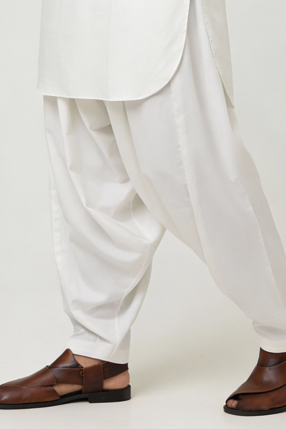 BB-004 White Shalwar Kameez Cotton - Collar
