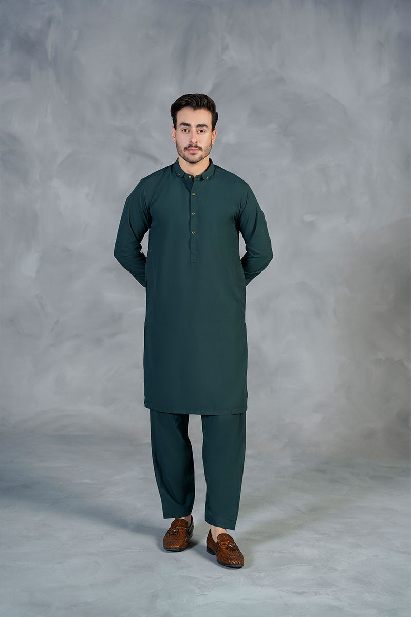 AGHAAZ KAMEEZ SHALWAR - DARK GREEN