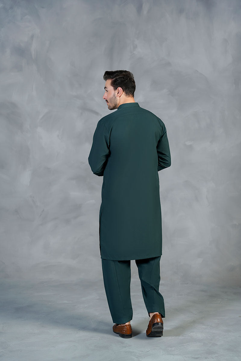 AGHAAZ KAMEEZ SHALWAR - DARK GREEN