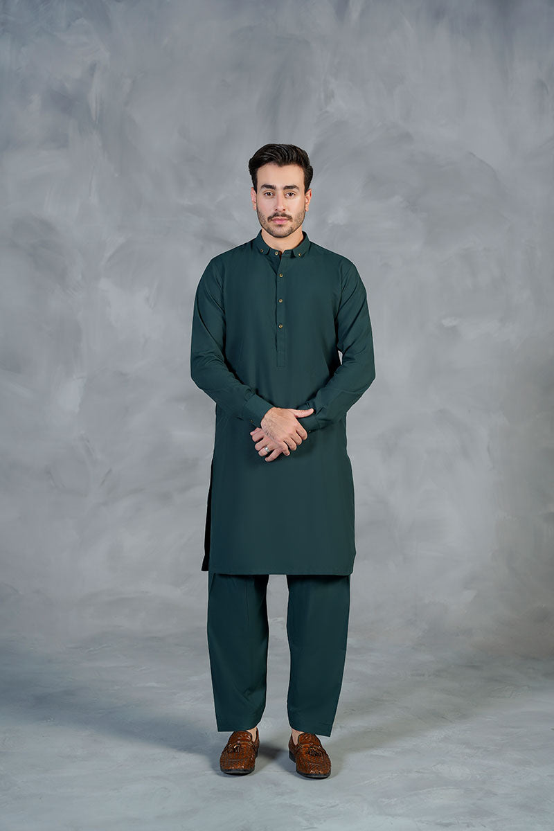 AGHAAZ KAMEEZ SHALWAR - DARK GREEN