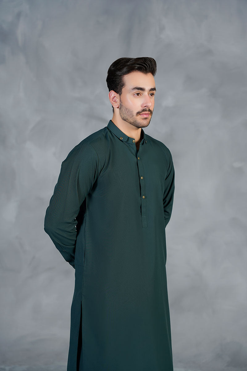 AGHAAZ KAMEEZ SHALWAR - DARK GREEN