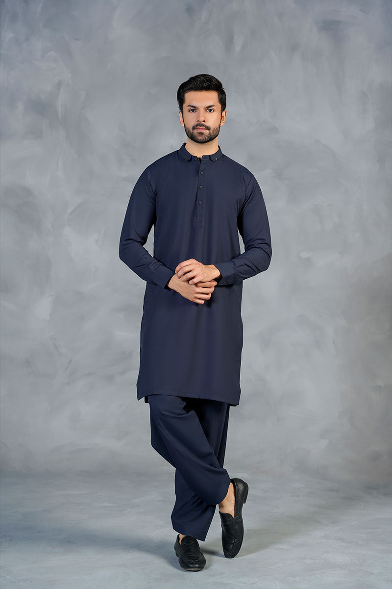 AGHAAZ KAMEEZ SHALWAR - NAVY BLUE