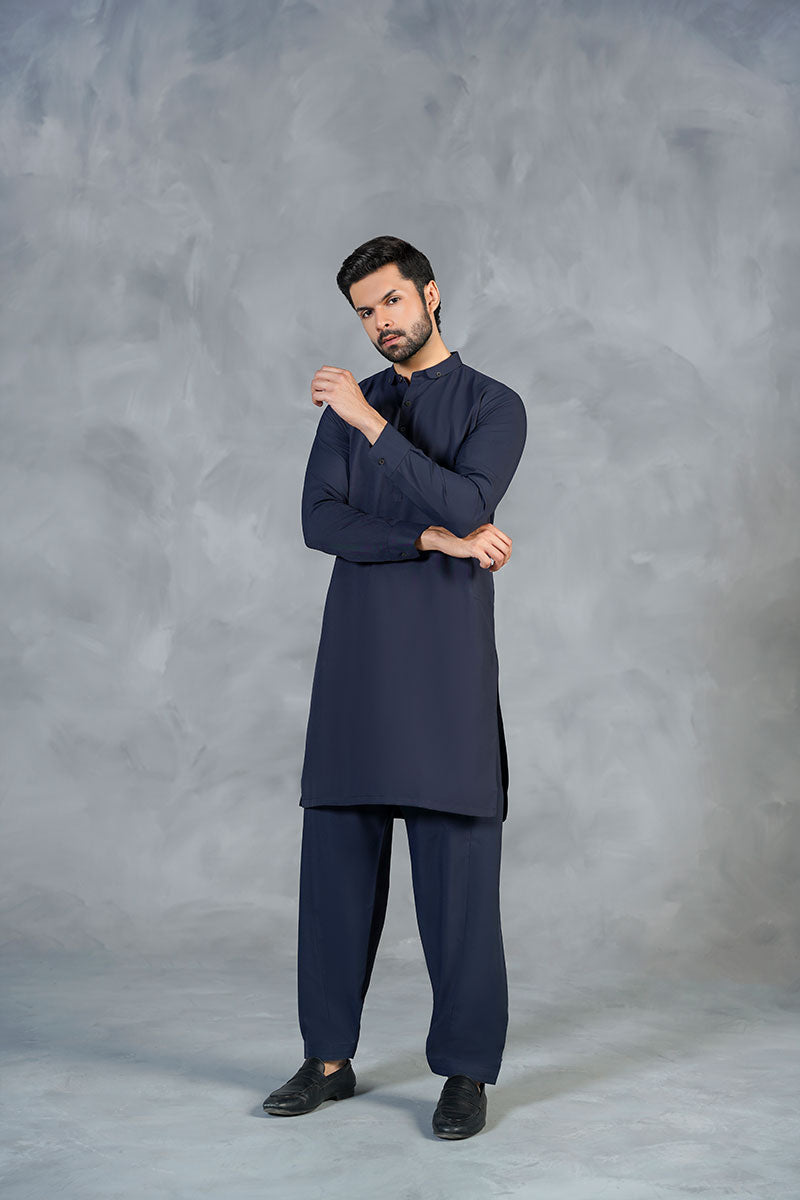 AGHAAZ KAMEEZ SHALWAR - NAVY BLUE