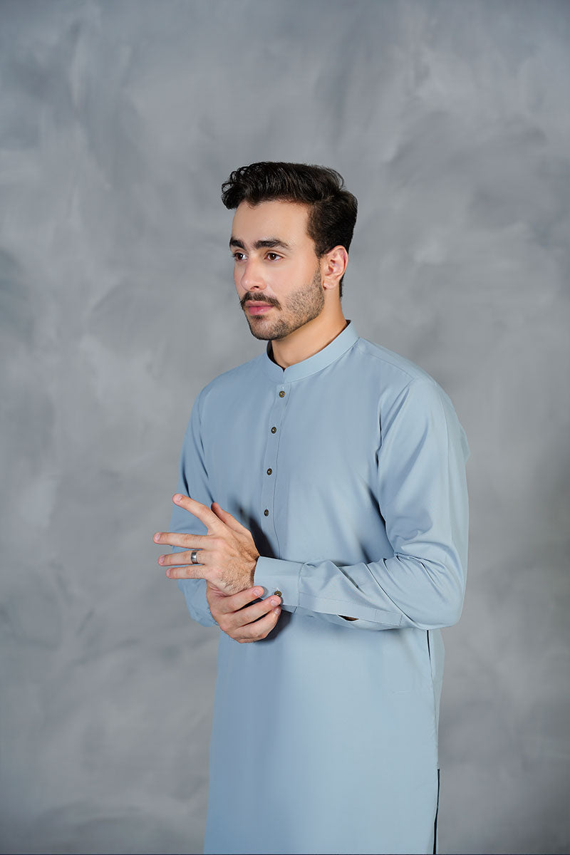 AGHAAZ KAMEEZ SHALWAR - ICE BLUE