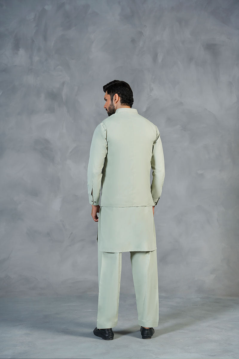 AGHAAZ BASIC WAIST COAT - SAGE GREEN