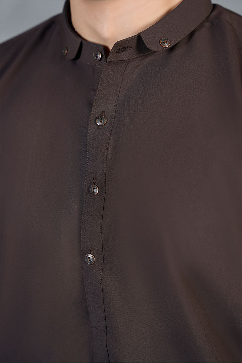 AGHAAZ KAMEEZ SHALWAR - DARK BROWN