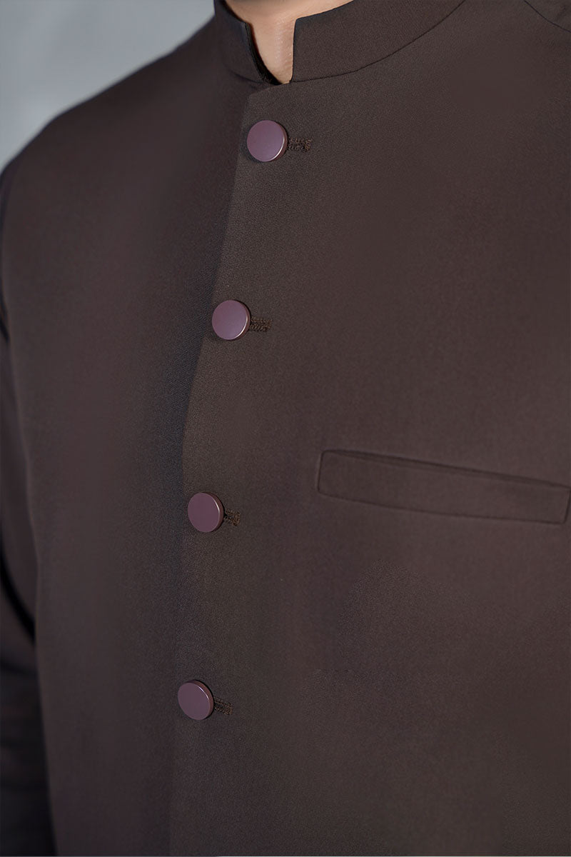 AGHAAZ BASIC WAIST COAT - DARK BROWN