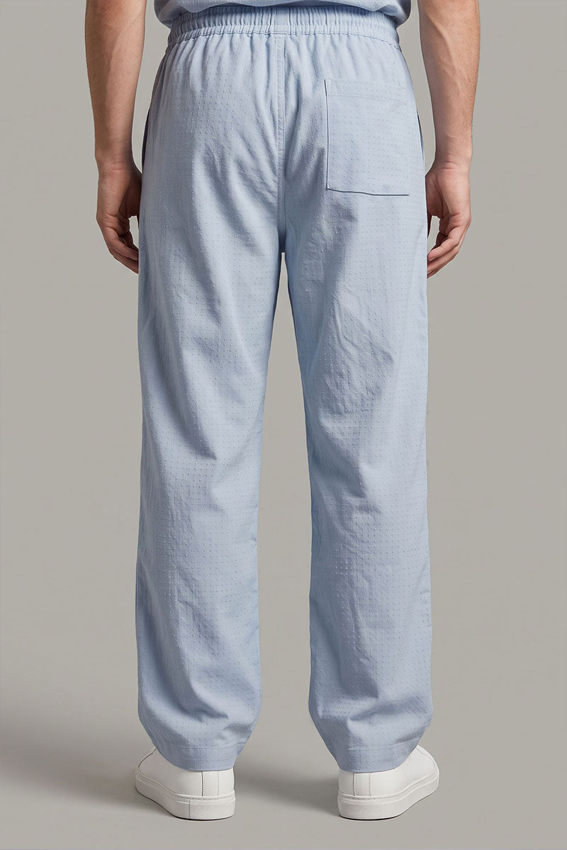 Fusion Men's Printed Cotton Trouser - Ice Blue