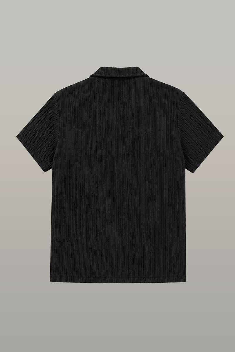 Zalmi Knitted Button Down Shirt - Black
