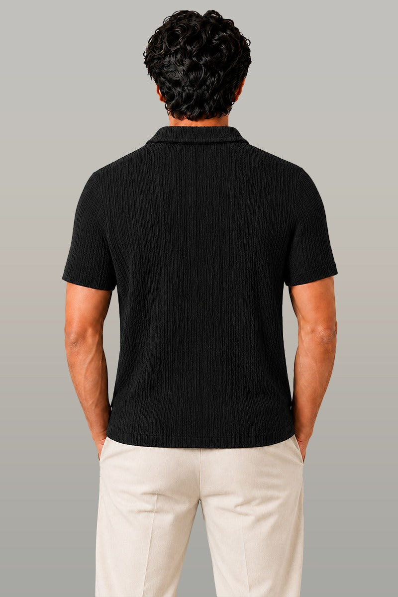 Zalmi Knitted Button Down Shirt - Black