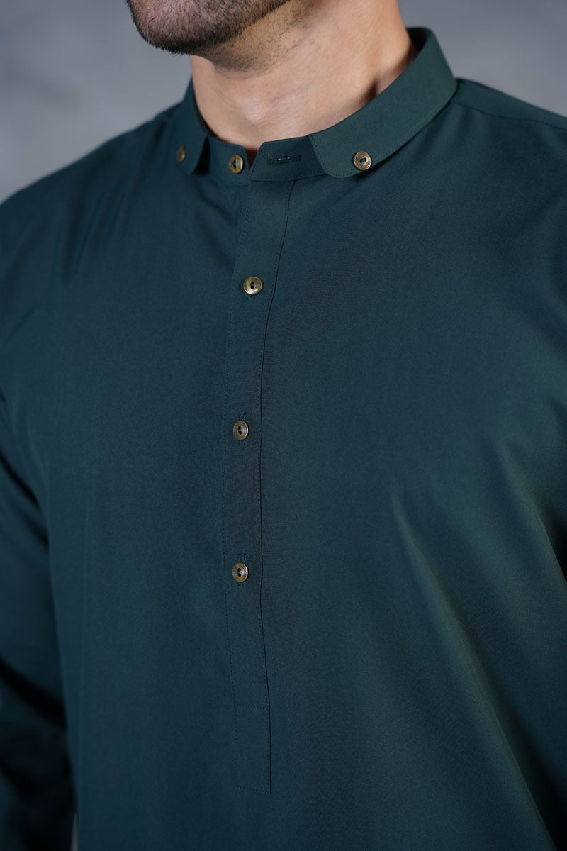 AGHAAZ KAMEEZ SHALWAR - DARK GREEN