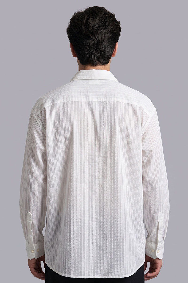 Fusion Men's Textured Casual Shirt - White