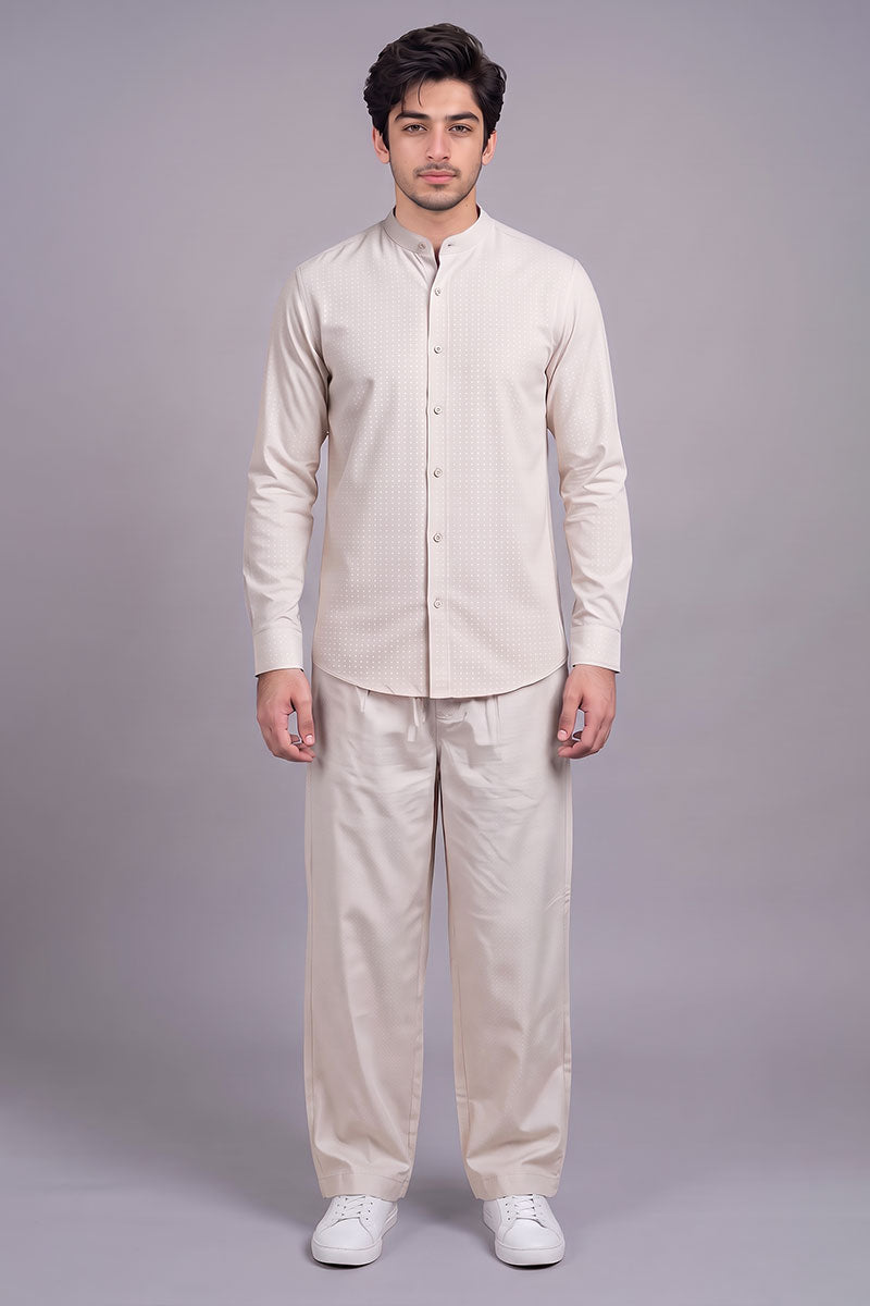 Fusion Men's Printed Cotton Trouser - Beige