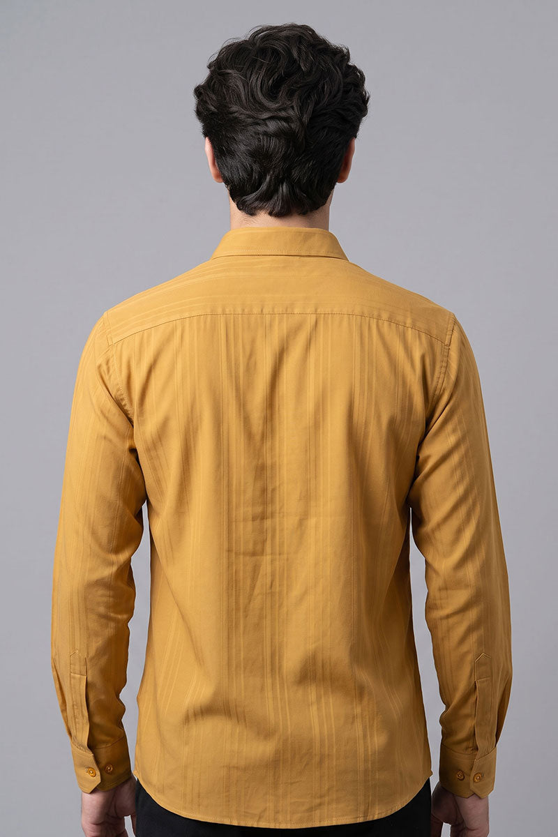 Fusion Men's Casual Textured Shirt - Mustard