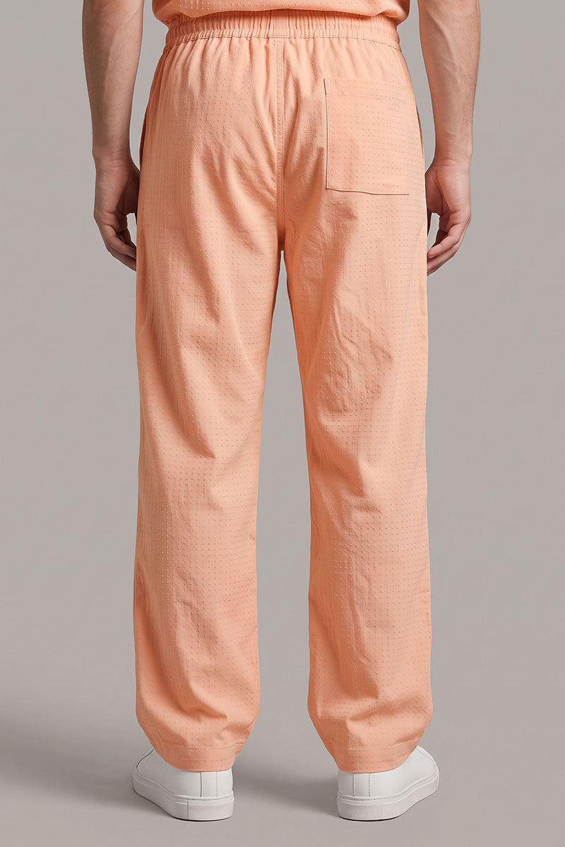 Fusion Men's Printed Cotton Trouser- Peach