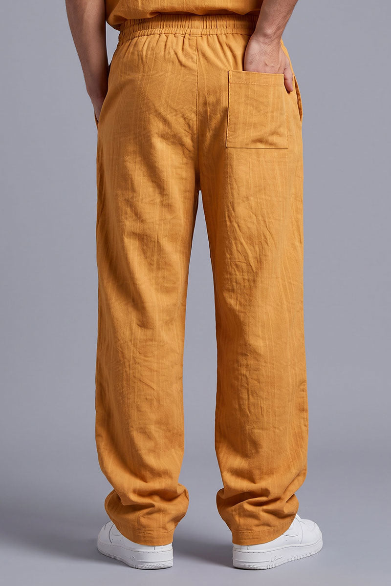 Fusion Men's Casual Textured Trouser - Mustard