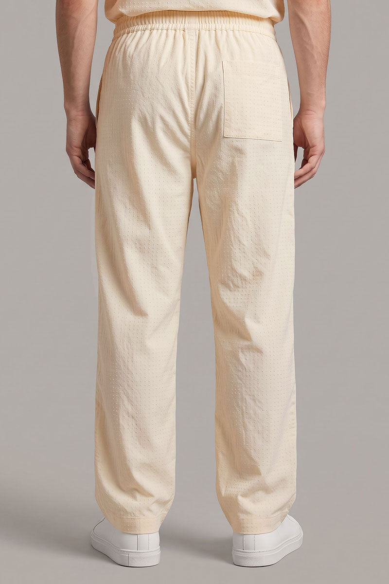 Fusion Men's Printed Cotton Trouser - Beige