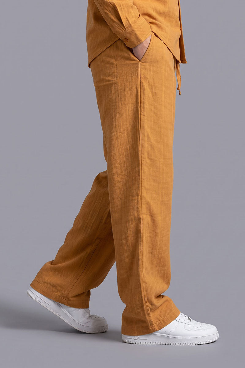 Fusion Men's Casual Textured Trouser - Mustard